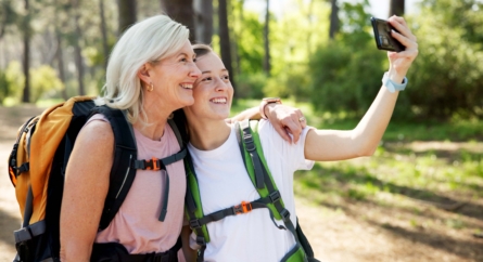 Mother And Daughter Hiking