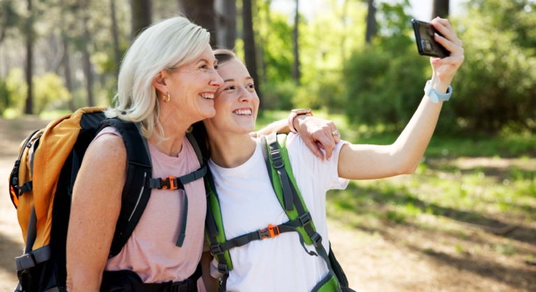 Mother And Daughter Hiking