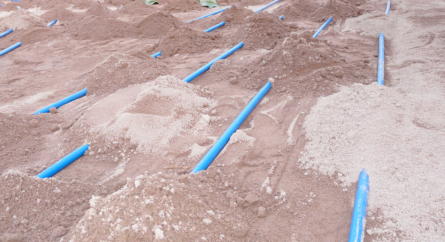 Geothermal pipes in ground