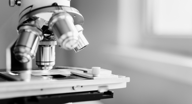 Microscope in the Laboratory, modern close-up shot.