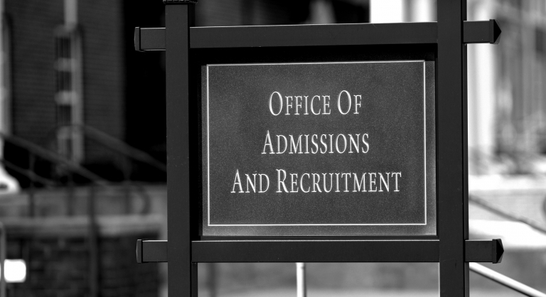 Office of Admissions and Recruitment sign.