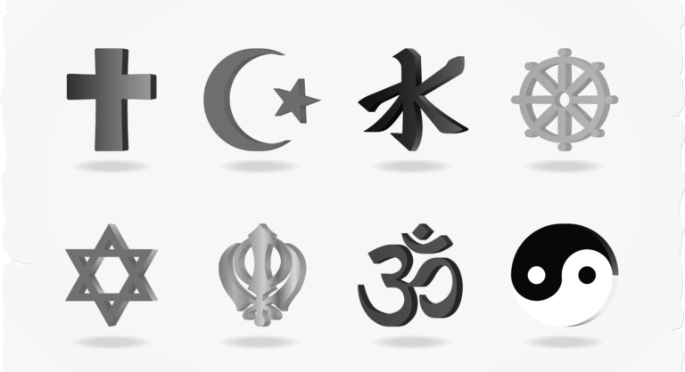 Image of various icons representing different religions