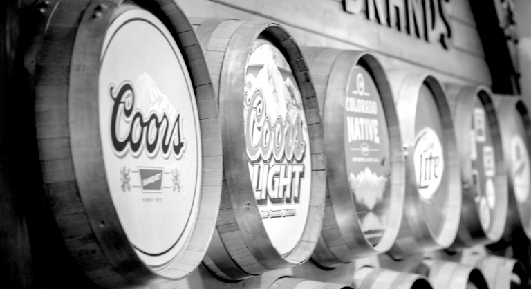 Coors beer barrels.