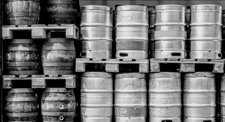 Beer barrels.