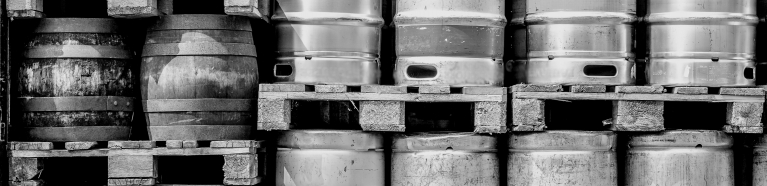 Beer barrels.