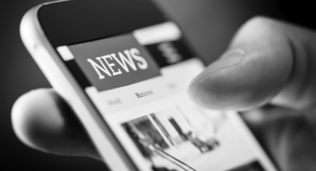 Phone with news headline