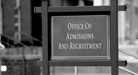 Office of Admissions and Recruitment sign.