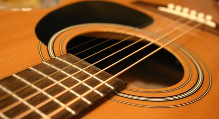 An acoustic guitar.