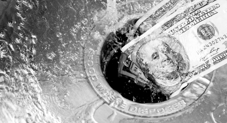 Money getting washed down the drain.
