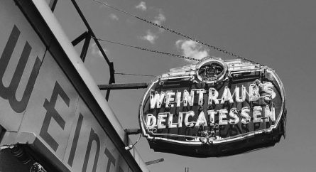 Weintraubs Deli sign.