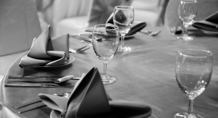 Prepared gala dinner table.