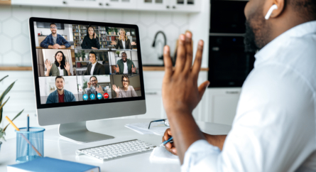 Diverse employee working from home