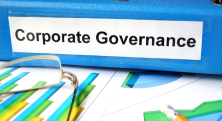 Folder With Label Corporate Governance And Charts