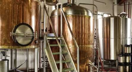 Brewery tanks.